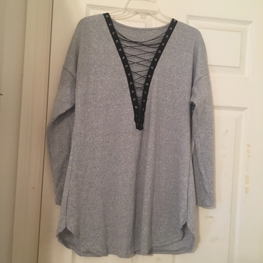 Lace up sweater dress